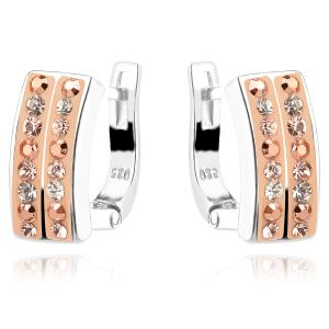 Сребърни обеци Hali с кристали от Sw® Peach Gold