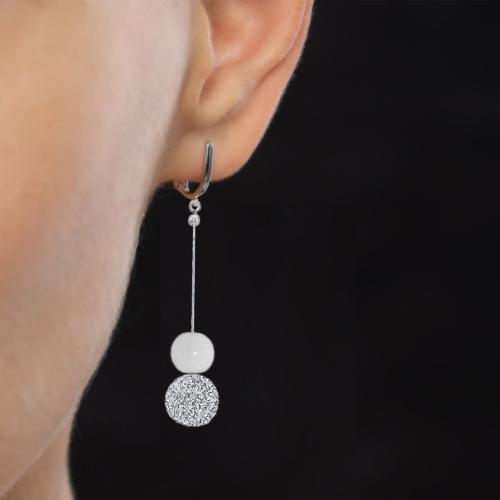 Сребърни обеци с кристали от Sw® SO354 Crystal and White Onyx