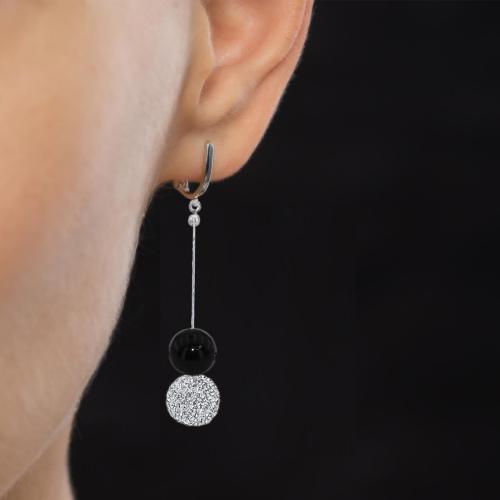Сребърни обеци с кристали от Sw® SO354 Black Onyx