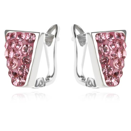 Сребърни обеци Luna с кристали от Sw® Light Rose