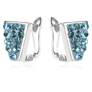 Сребърни обеци Luna с кристали от Sw® Aquamarine