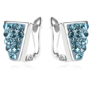 Сребърни обеци Luna с кристали от Sw® Aquamarine