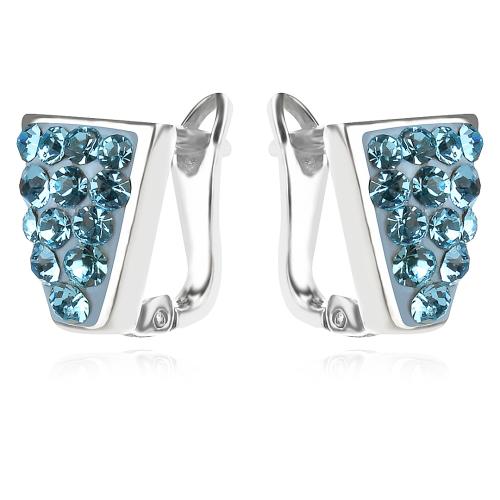 Сребърни обеци Luna с кристали от Sw® Aquamarine