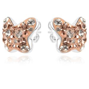 Сребърни обеци Vanessa с кристали от Sw® Peach Gold