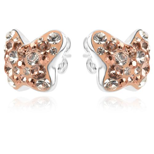 Сребърни обеци Vanessa с кристали от Sw® Peach Gold