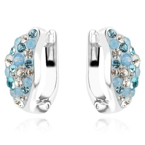 Сребърни обеци Angelina с кристали от Sw® Deep Blue