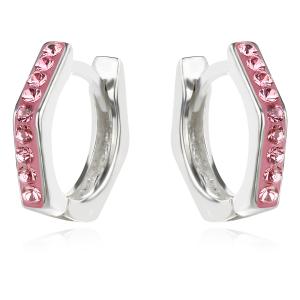 Сребърни обеци Hexagon с кристали от Sw® Light Rose