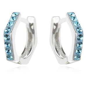 Сребърни обеци Hexagon с кристали от Sw® Aquamarine