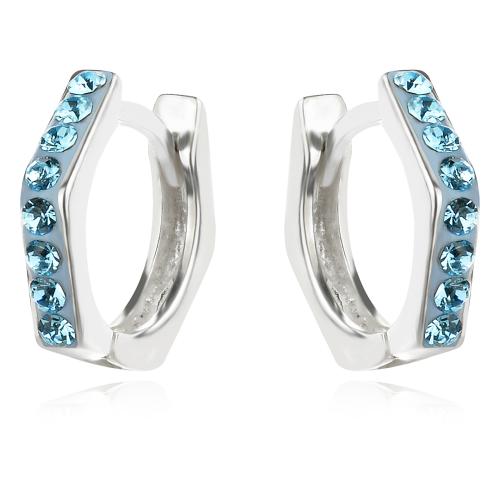 Сребърни обеци Hexagon с кристали от Sw® Aquamarine