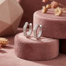 Сребърни обеци Hexagon с кристали от Sw®