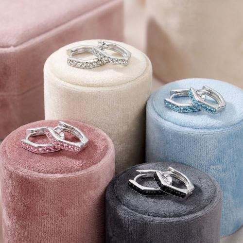 Сребърни обеци Hexagon с кристали от Sw®