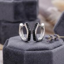 Сребърни обеци Hexagon с кристали от Sw®