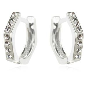 Сребърни обеци hexagon с кристали от Sw® Crystal