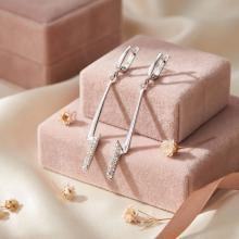 Сребърни Обеци Гръмотевица С Кристали От Sw® AB Crystal