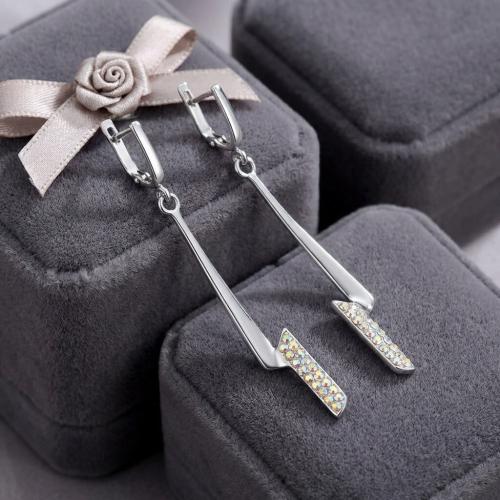 Сребърни Обеци Гръмотевица С Кристали От Sw® AB Crystal