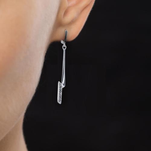 Сребърни Обеци Гръмотевица С Кристали От Sw® AB Crystal