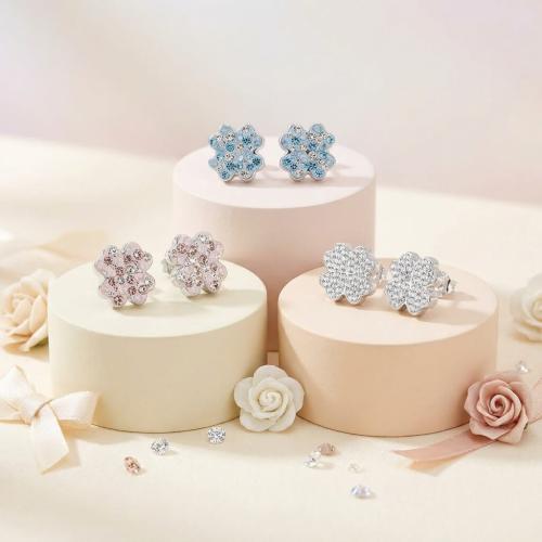 Сребърни обеци Детелинки с кристали от Sw®