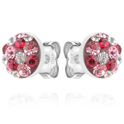 Сребърни Полутопчета С Кристали От Sw® Bold Rose 9 мм