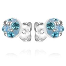 Сребърни Полутопчета С Кристали От Sw® Deep Blue 6мм