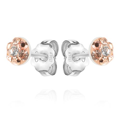 Сребърни Полутопчета С Кристали От Sw® Peach Gold 5мм