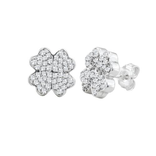 Сребърни обеци Детелинки с кристали от Sw® Crystal
