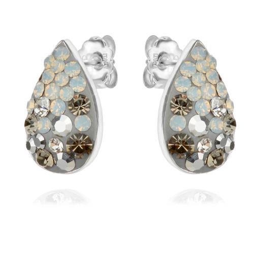 Сребърни обеци Капка с кристали от Sw® SO334 Silver Shade