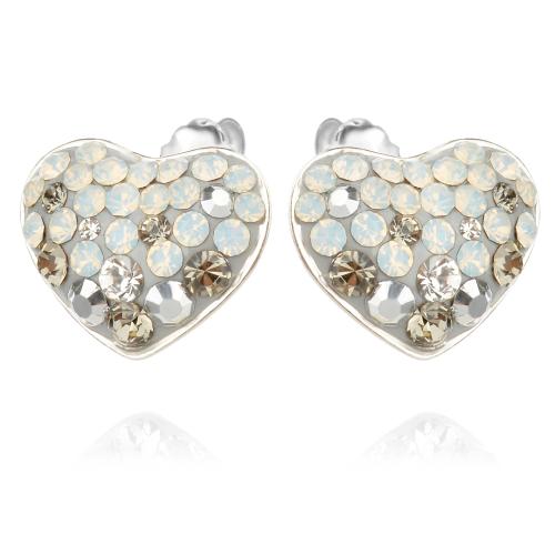 Сребърни обеци сърца с кристали от Sw® Silver Shade