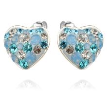 Сребърни обеци сърца с кристали от Sw® Deep Blue