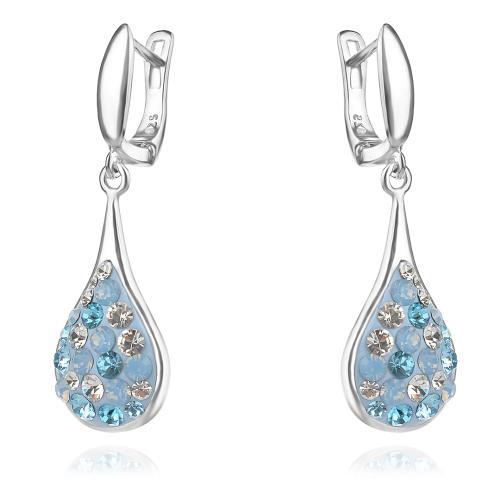 Сребърни обеци Lea с кристали от Sw® Deep Blue