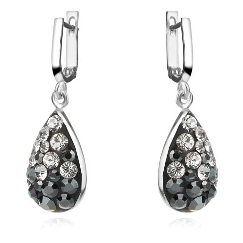 Сребърни обеци Daniela с кристали От Sw® Hematite and Crystal