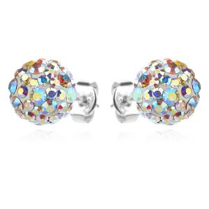 Сребърни Обеци Топчета Mika С Кристали От Sw® AB Crystal