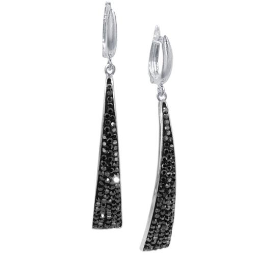Сребърни обеци с кристали от Sw® SO332 Hematite