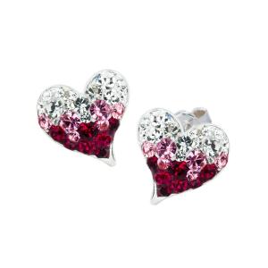 Сребърни Обеци Сърца С Кристали От Sw® SO362 Bold Rose