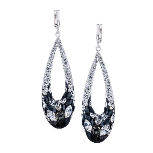  Сребърни Обеци С Кристали От Sw® SO371 Black Marquise