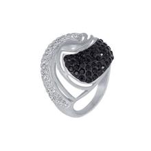 Сребърен пръстен с кристали от Sw® SP627 Jet, Light Peach, Metallic Sunshine