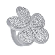 Сребърен пръстен цвете с кристали от Sw®  SP631 Jet and Crystal