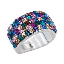 Сребърен пръстен с кристали от Sw® SP648 Topaz квадрати