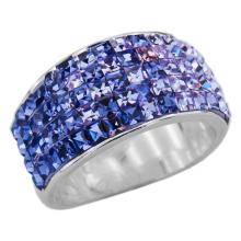 Сребърен пръстен с кристали от Sw® SP648 Topaz квадрати