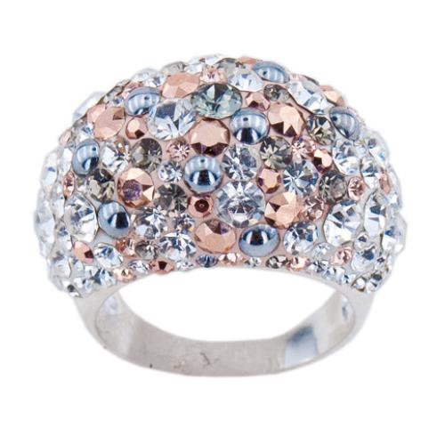 Сребърен пръстен с кристали от Swarovski®  SP654 Chrome and Rose Gold