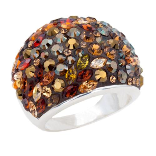 Сребърен пръстен Allison с кристали от Sw®  Autumn Gold