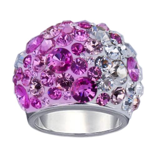 Сребърен пръстен с кристали от Sw®  SP655 Rose Shade