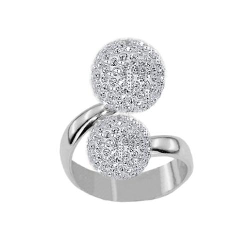Сребърен пръстен Топка с кристали от Sw® Crystal