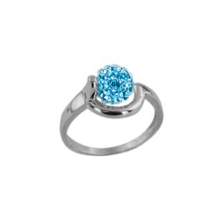 Сребърен пръстен с кристали от Sw®  SP706 Aquamarine