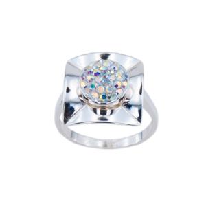 Сребърен пръстен с кристали от Sw® SP713 AB Crystal
