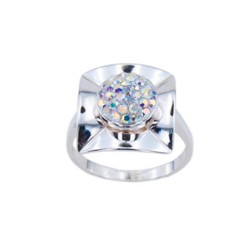 Сребърен пръстен с кристали от Sw® SP713 AB Crystal