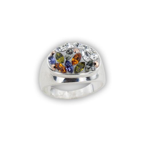 Сребърен пръстен с кристали от Sw® SP603 Colorful Drops