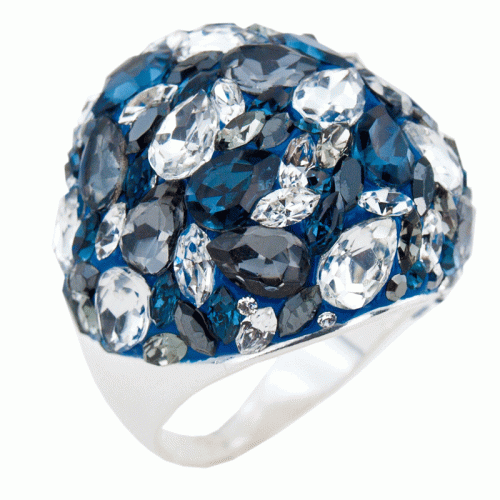 Сребърен пръстен с кристали от Sw® Ocean