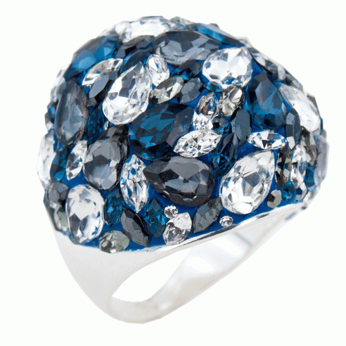 Сребърен пръстен с кристали от Sw® Ocean Royal
