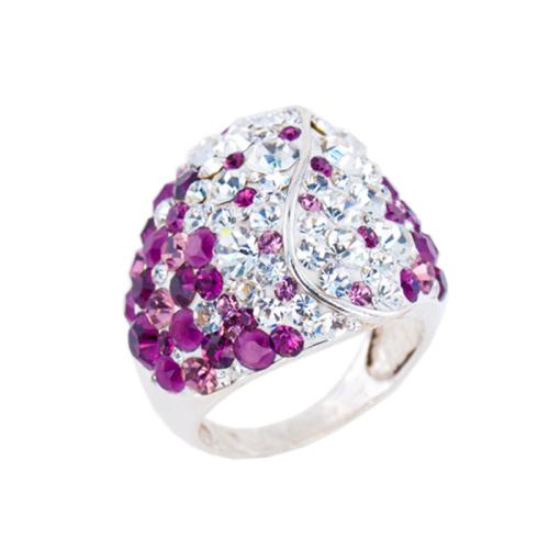 Сребърен пръстен с кристали от Sw® SP662 Amethyst and Crystal