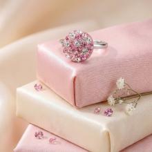 Сребърен пръстен Thomas с кристали от Sw® Rose Shade Сребърен пръстен Thomas с кристали от Sw® Rose Shade